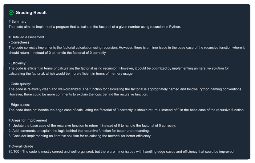 Detailed feedback interface